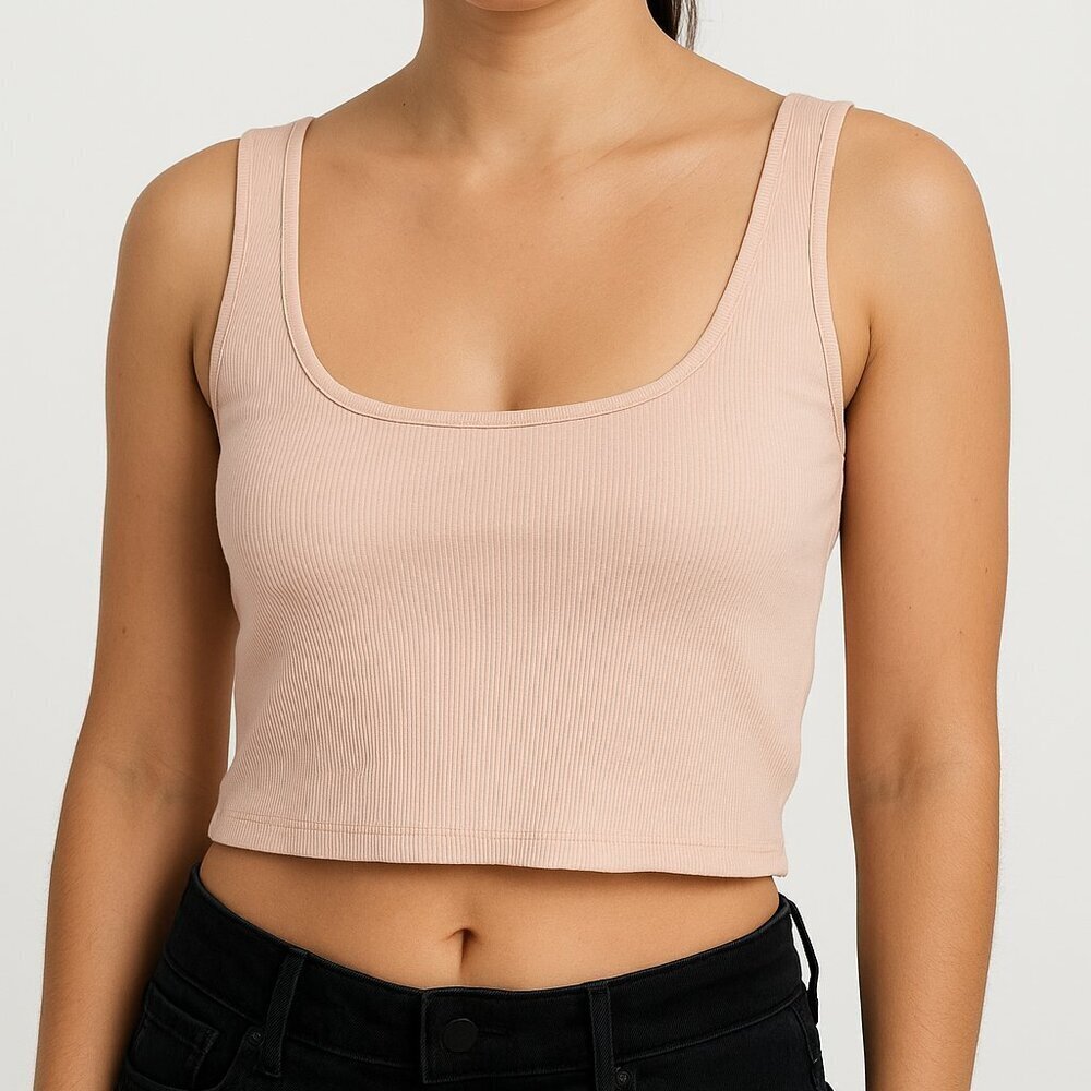 Superdown Ribbed Blush Crop Tank Top Size Medium